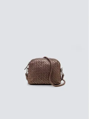 Brown Fellini Chunky Woven Leather Shoulder Bag