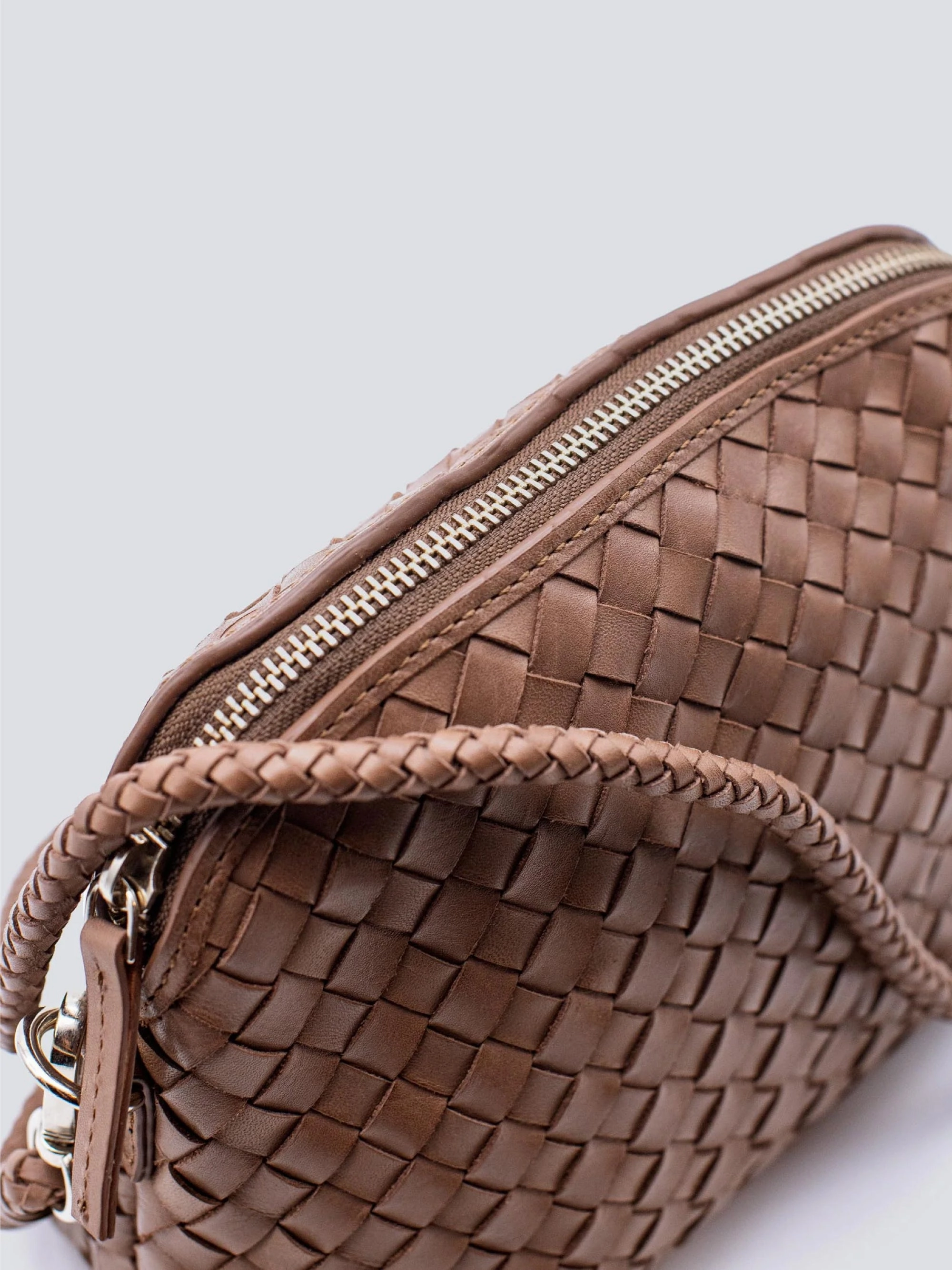Brown Fellini Chunky Woven Leather Shoulder Bag