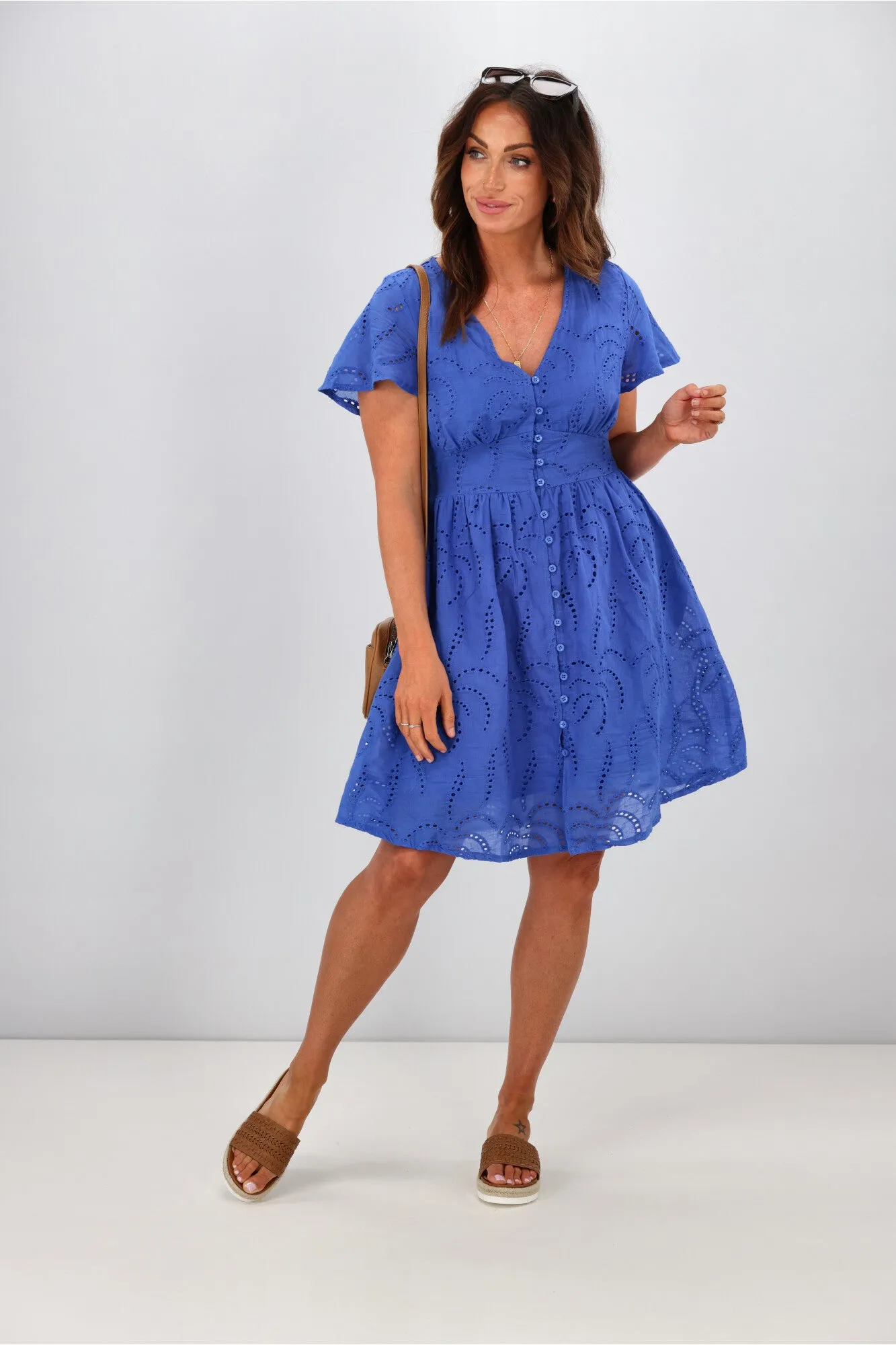 Grace & co Cotton Lace Dress Blue