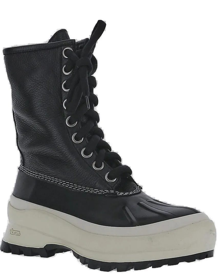 Jil Sander Contrast Stitching Lace-Up Boots
