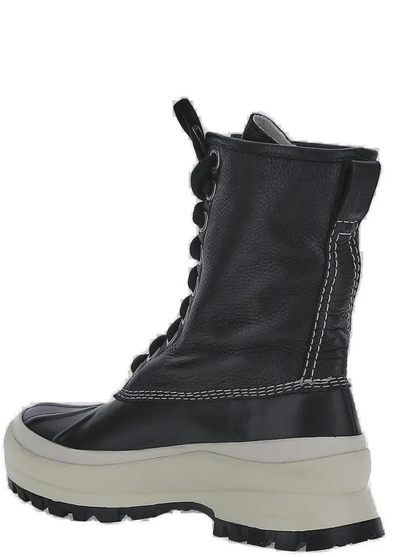 Jil Sander Contrast Stitching Lace-Up Boots