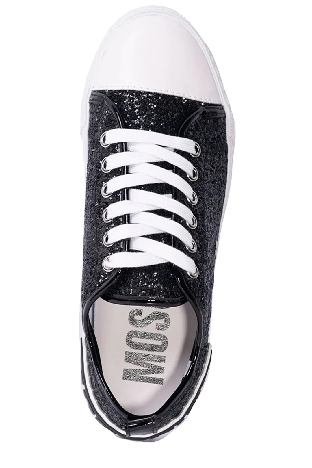 Moschino Logo-Patch Glitter Detail Lace-Up Sneakers