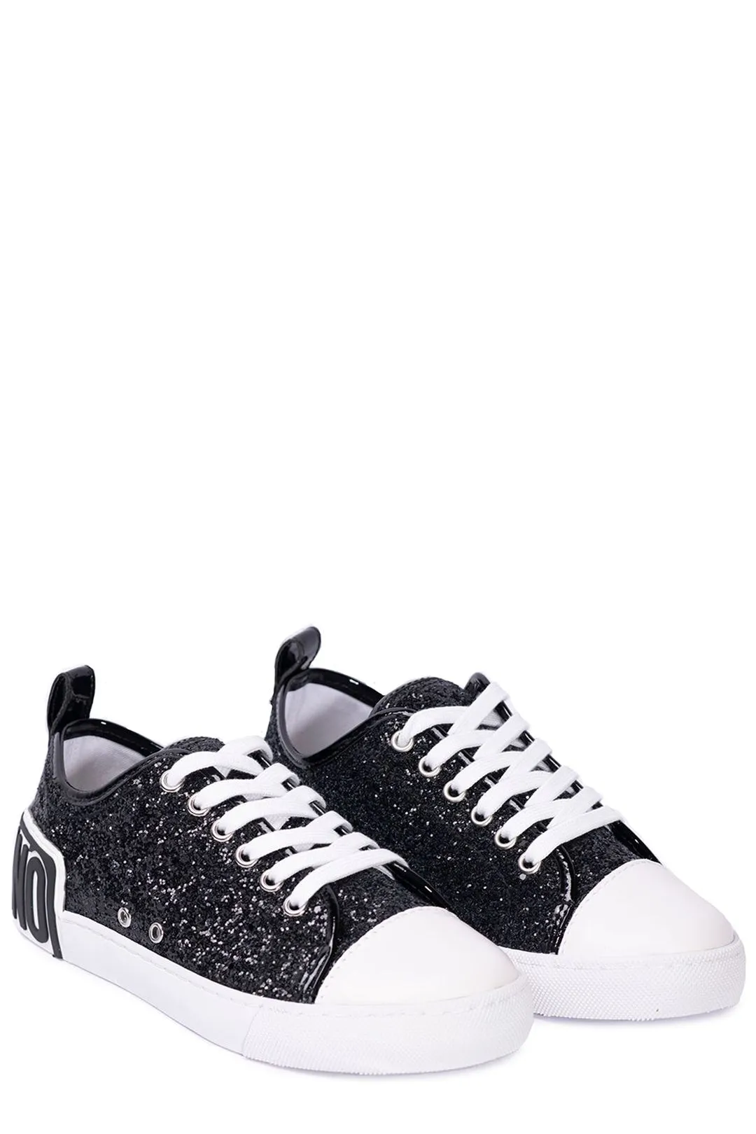 Moschino Logo-Patch Glitter Detail Lace-Up Sneakers