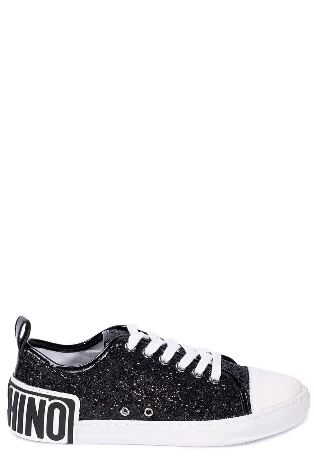 Moschino Logo-Patch Glitter Detail Lace-Up Sneakers