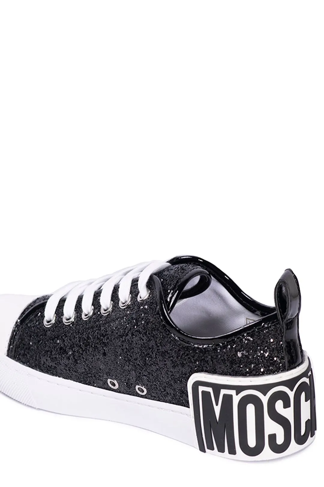 Moschino Logo-Patch Glitter Detail Lace-Up Sneakers