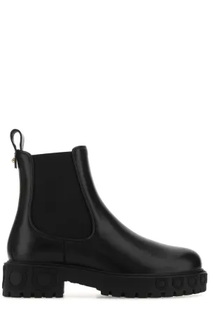 Salvatore Ferragamo Monogram Embossed Ankle Boots