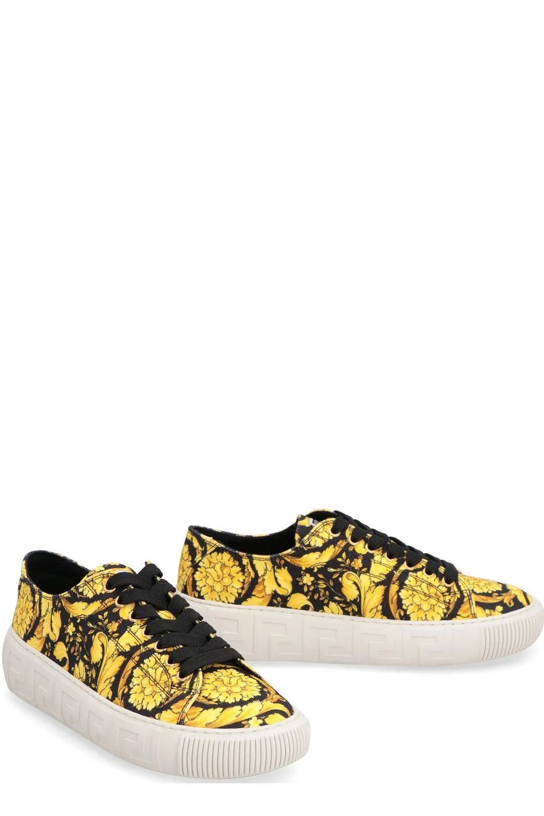 Versace Baroque Pattern Lace-Up Sneakers
