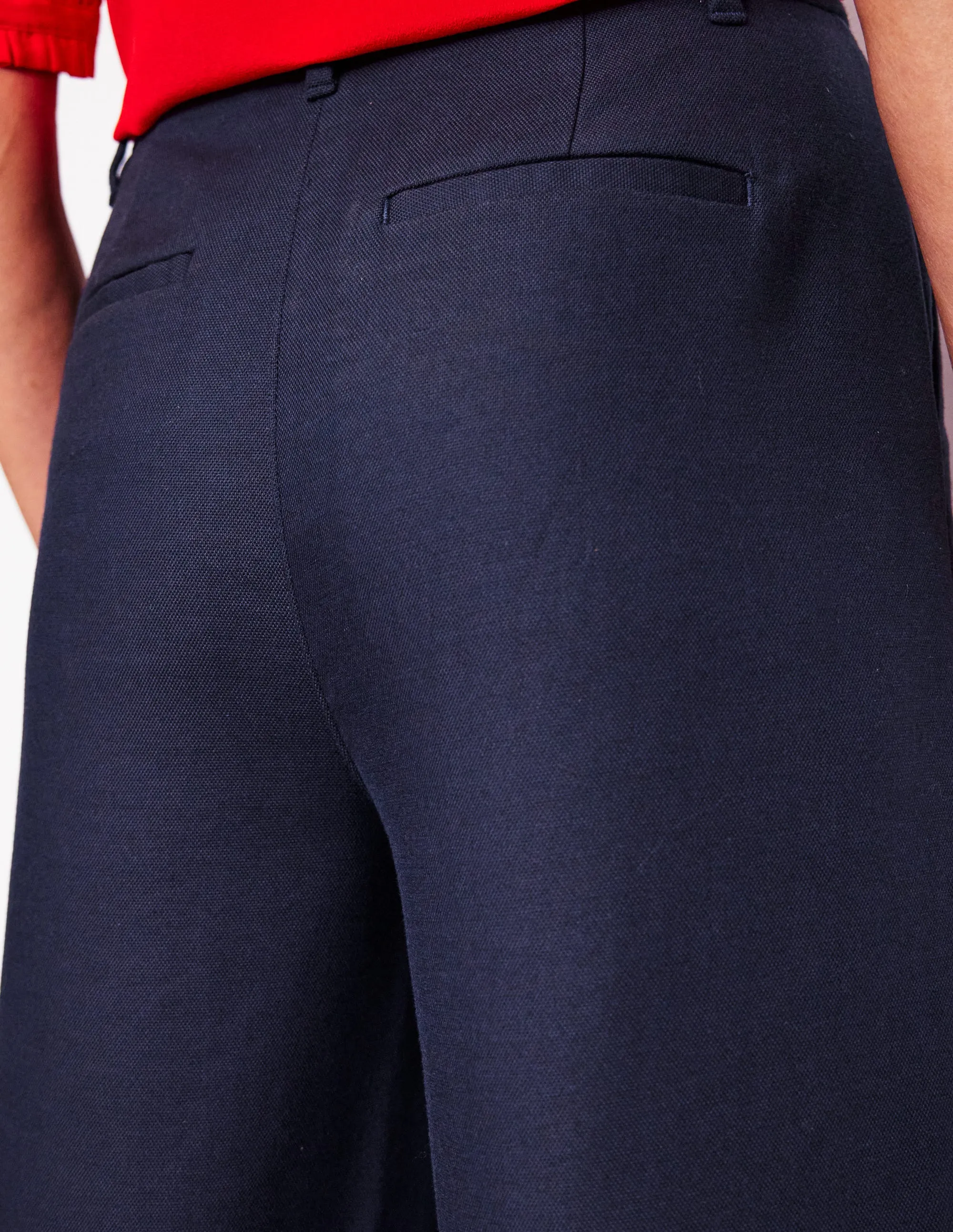 Wide Flare Trousers-Navy